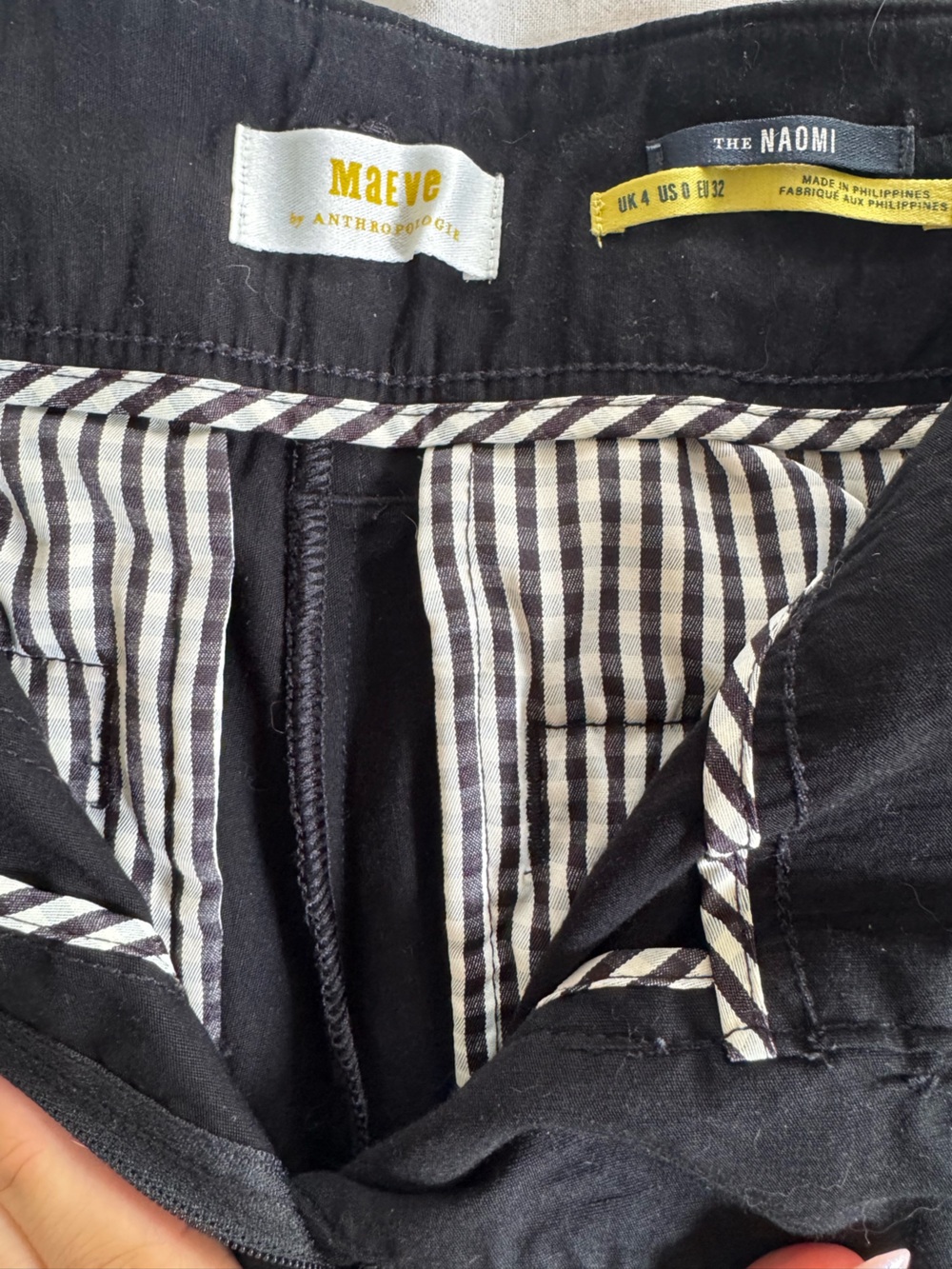 Maeve Black Gingham-Lined High-Waist Pants - Picture 3 of 5